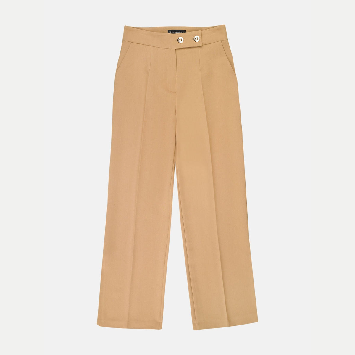 Cristina Barros Women's Plain Wide Trousers in Camel