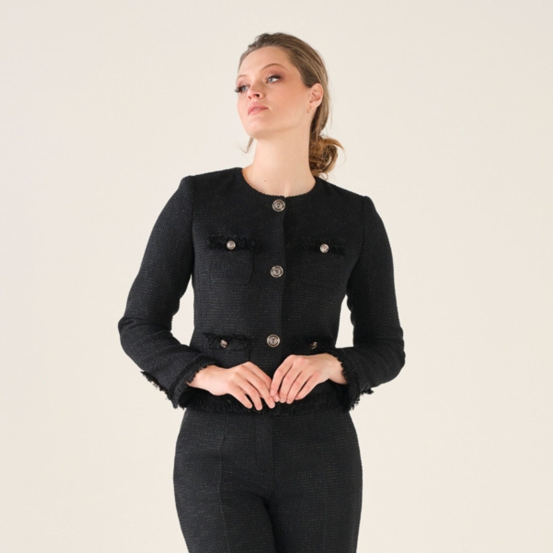 Cristina Barros Women's Short Chanel-Style Coat in Black