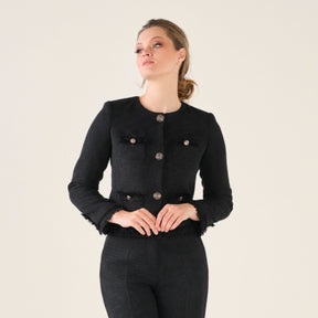 Cristina Barros Women's Short Chanel-Style Coat in Black