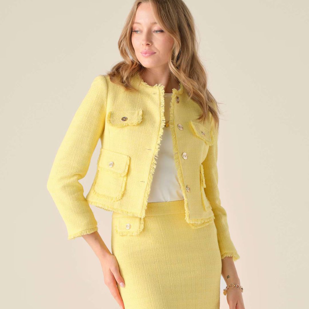 Cristina Barros Women's Tweed Jacket in Yellow