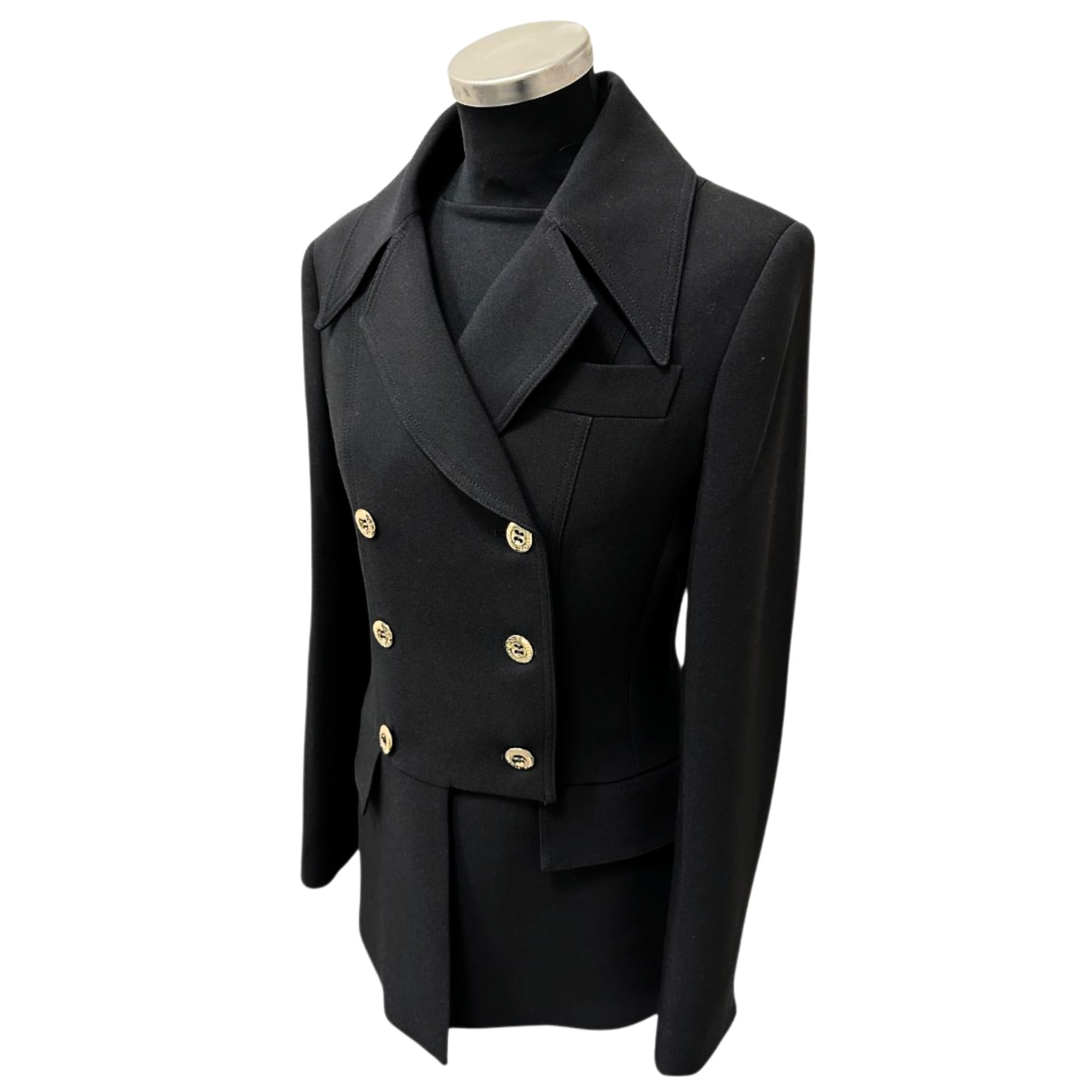 Cristina Barros Women's Waisted Blazer in Black with Peplum