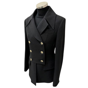 Cristina Barros Women's Waisted Blazer in Black with Peplum