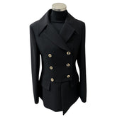 Cristina Barros Women's Waisted Blazer in Black with Peplum