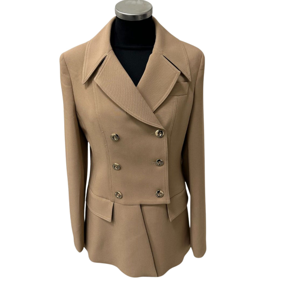 Cristina Barros Women's Waisted Blazer in Camel with Peplum