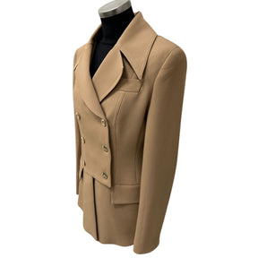 Cristina Barros Women's Waisted Blazer in Camel with Peplum