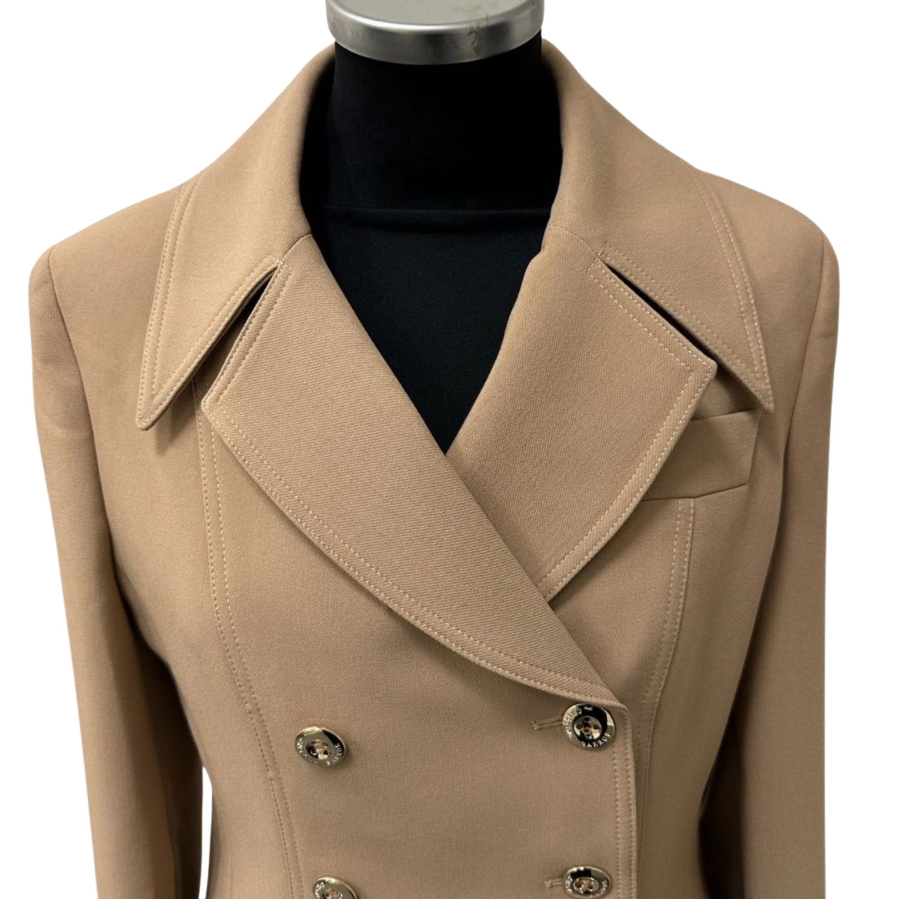 Cristina Barros Women's Waisted Blazer in Camel with Peplum