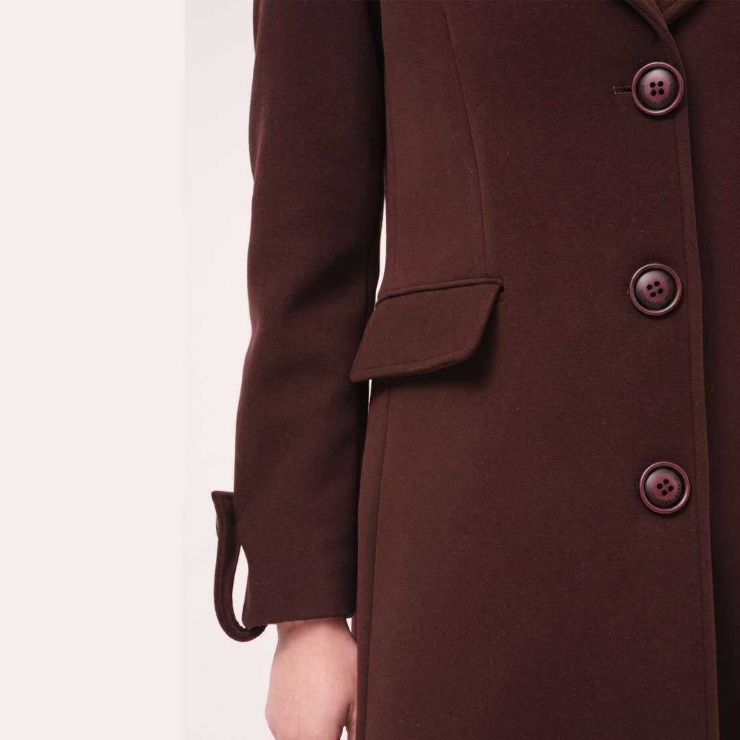 Cristina Barros Woven Overcoat in Brown