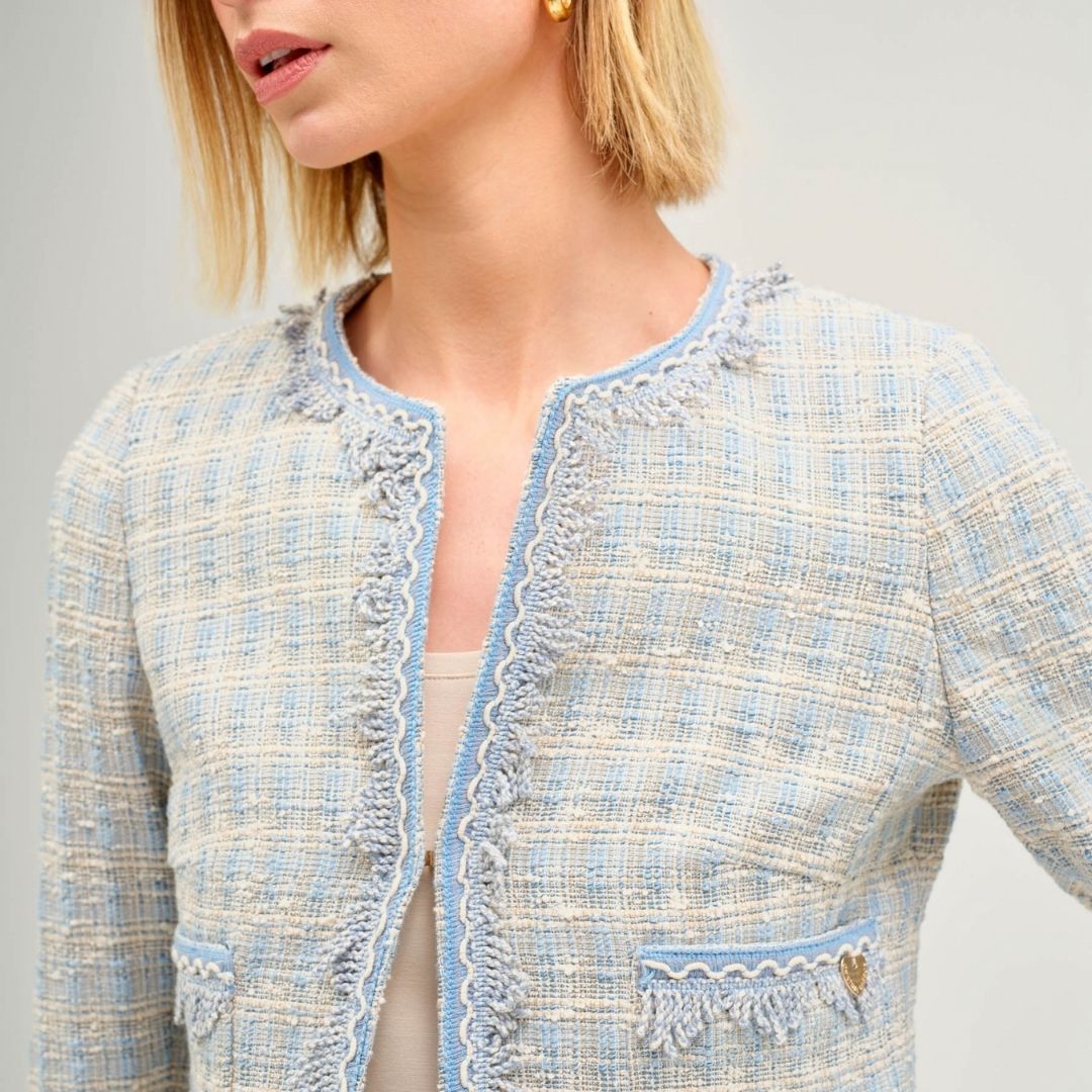 Cristina Barros Women's Tweed Jacket with Round Neckline