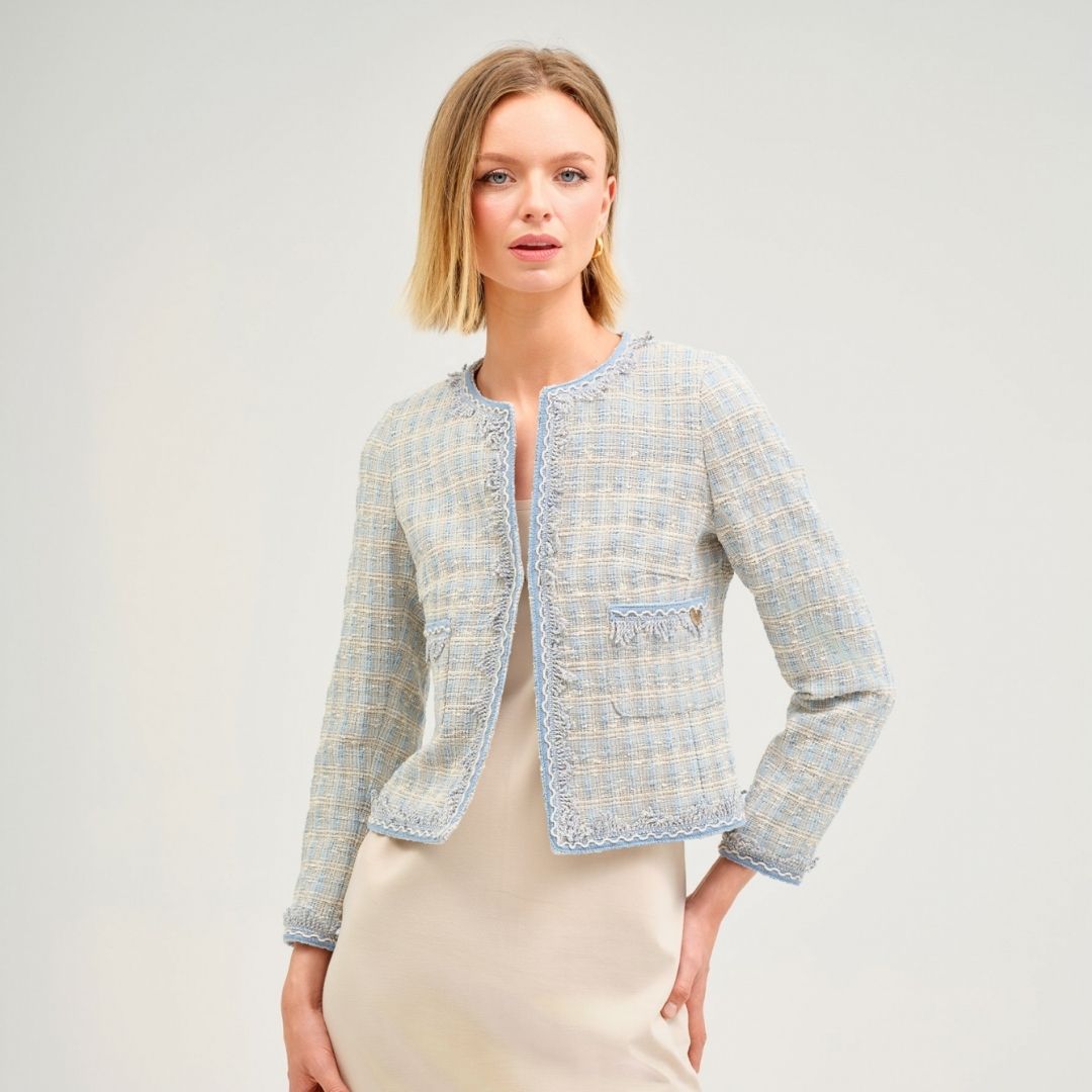 Cristina Barros Women's Tweed Jacket with Round Neckline