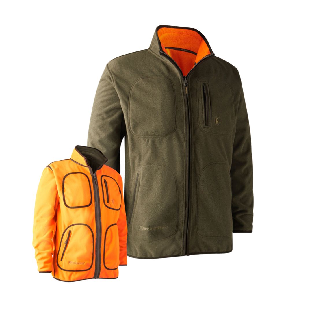 Deerhunter Men's Gamekeeper Bonded Fleece Reversible Jacket in Olive & Orange