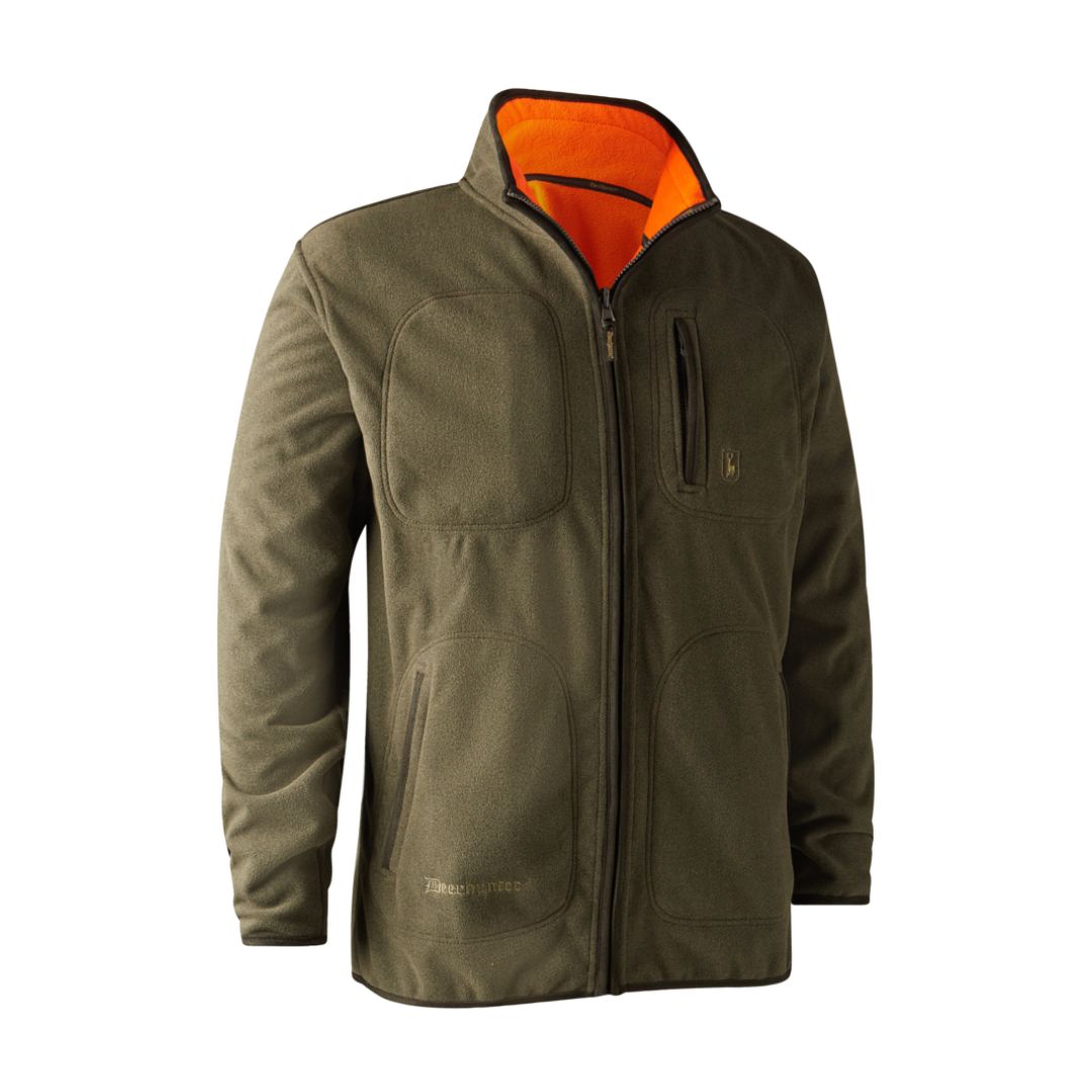 Deerhunter Men's Gamekeeper Bonded Fleece Reversible Jacket in Olive & Orange