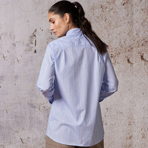 Diega Women's Ceza Shirt in Blue with Pink Stripes