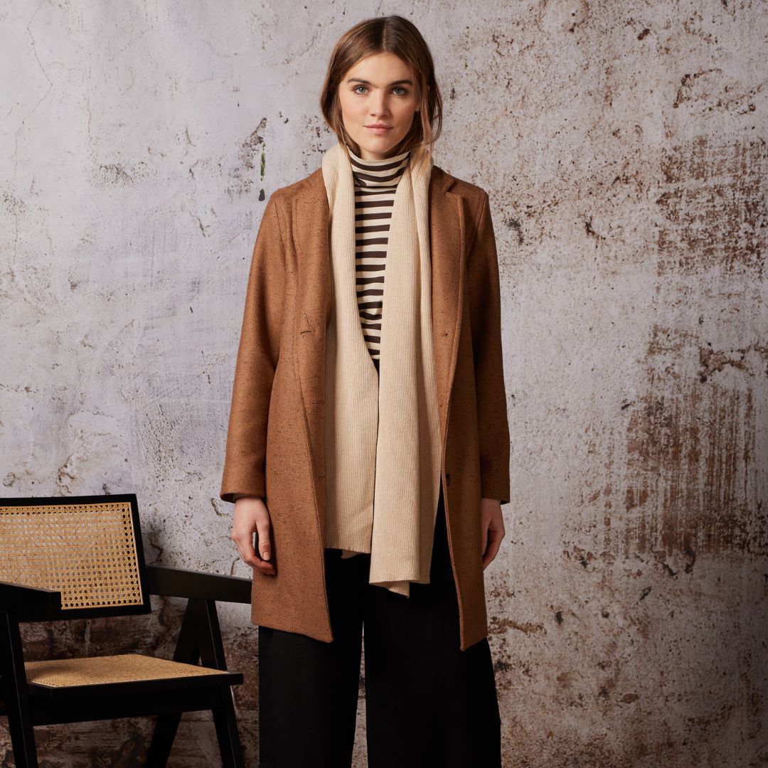 Diega Women's Manko Herringbone Coat in Camel