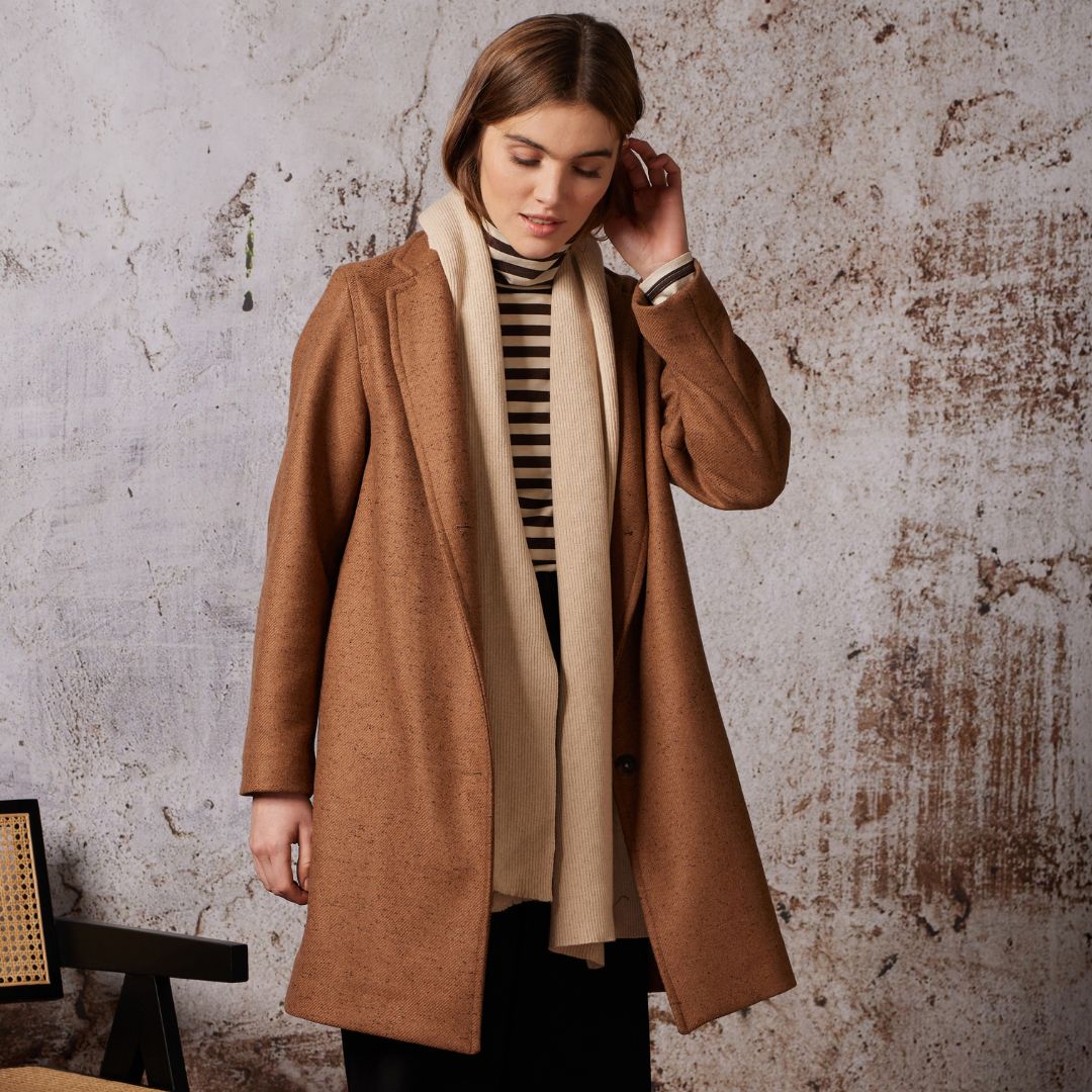 Diega Women's Manko Herringbone Coat in Camel