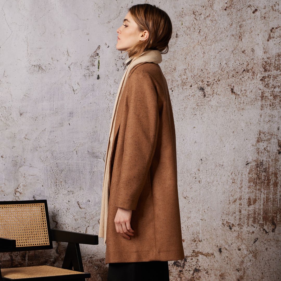 Diega Women's Manko Herringbone Coat in Camel