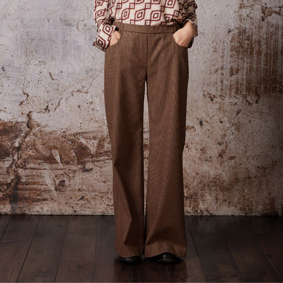 Diega Women's Pindo Check Trousers in Brown