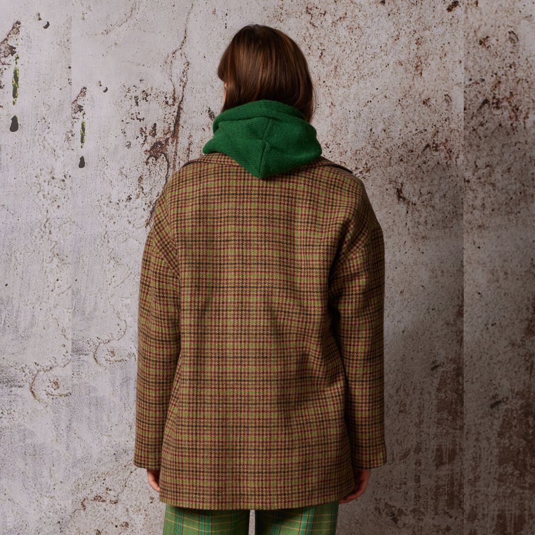 Diega Women's Valeko Check Jacket in Green & Brown