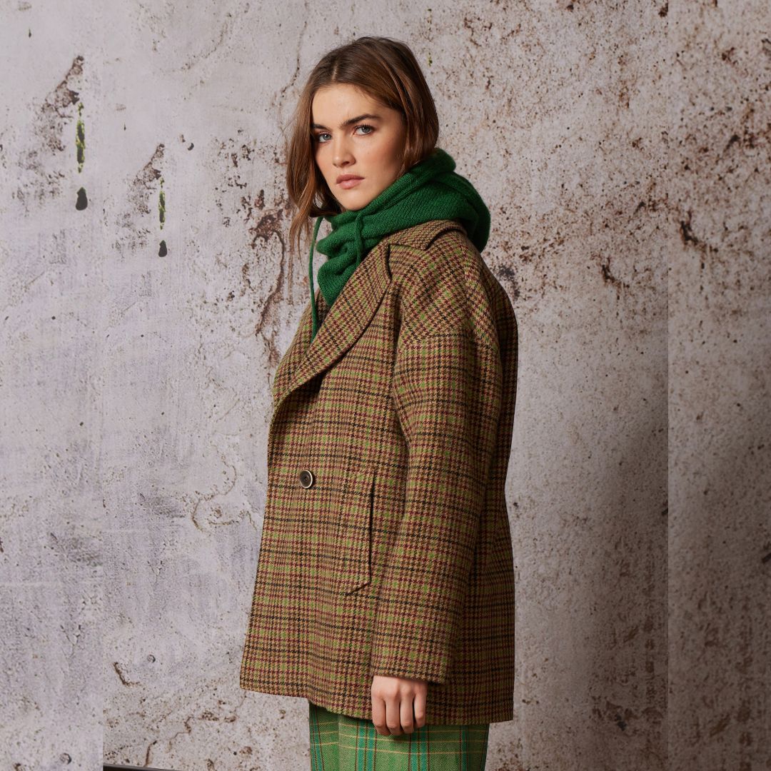 Diega Women's Valeko Check Jacket in Green & Brown