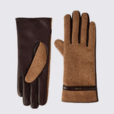 Dubarry Ballycastle Tweed Leather Gloves in Camel Twill