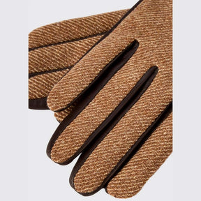 Dubarry Ballycastle Tweed Leather Gloves in Camel Twill