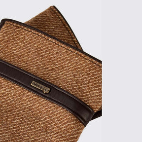 Dubarry Ballycastle Tweed Leather Gloves in Camel Twill