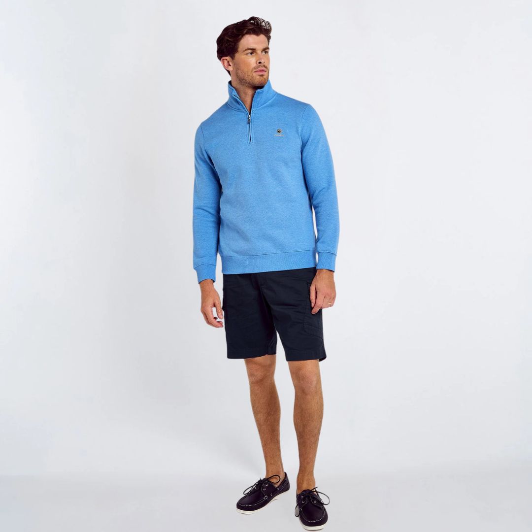 Dubarry Men's Boyce Zip Neck Jumper in Azure Blue