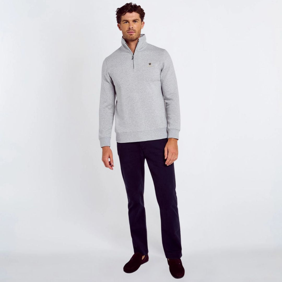 Dubarry Men's Boyce Zip Neck Jumper in Grey Marl