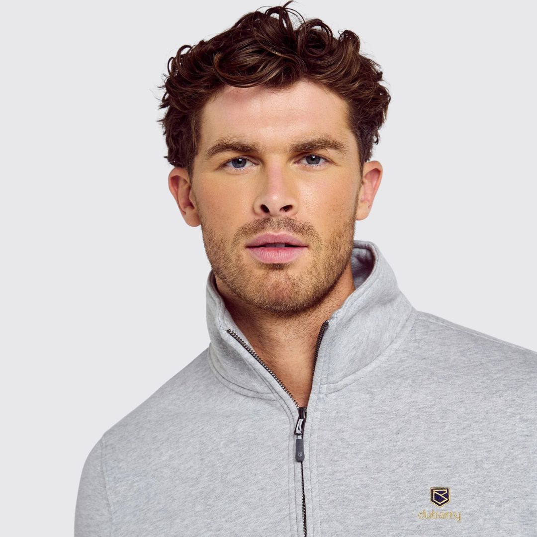 Dubarry Men's Boyce Zip Neck Jumper in Grey Marl
