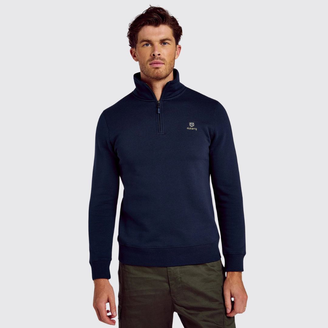 Dubarry Men's Boyce Zip Neck Jumper in Navy