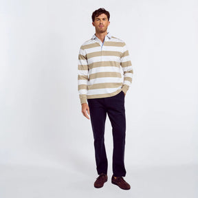 Dubarry Men's Goresbridge Rugby Shirt in Sand & White