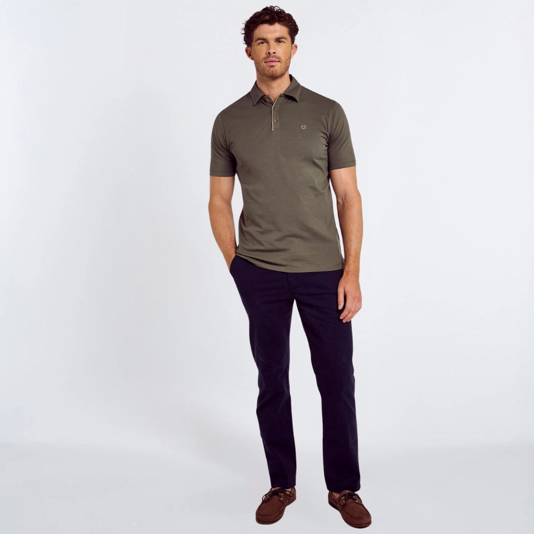 Dubarry Men's Kilmurray Three-Button Polo Shirt in Kelp