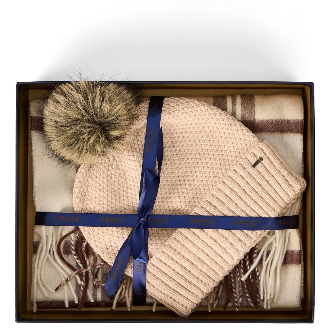 Dubarry Newbawn Hat and Scarf Gift Set in Oat