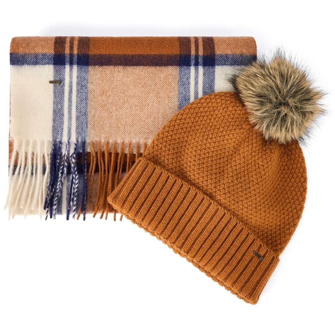 Dubarry Newbawn Hat and Scarf Gift Set in Ochre