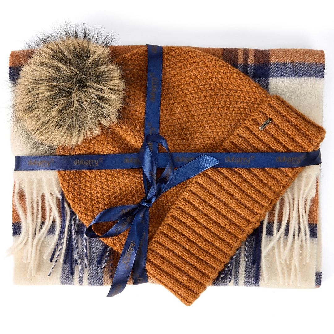 Dubarry Newbawn Hat and Scarf Gift Set in Ochre