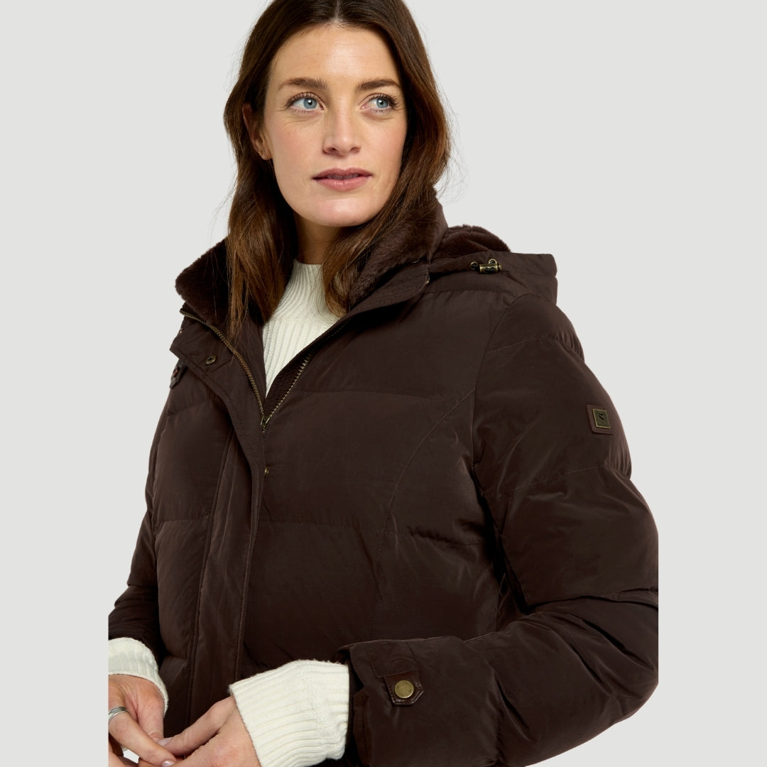 Dubarry Women's Aldborough Full Length Down Jacket in Mahogany