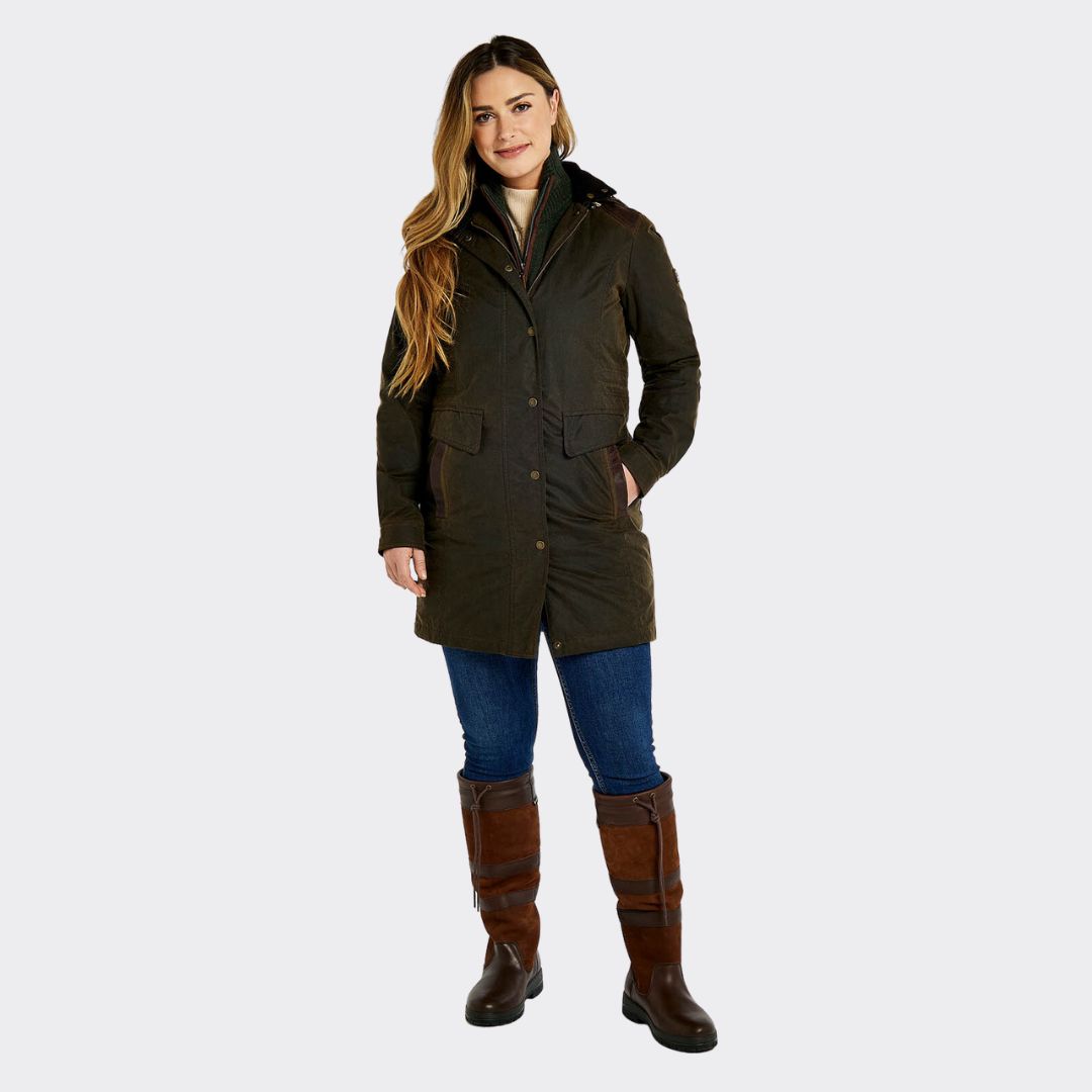 Dubarry Women's Blacklion Waxed Cotton Jacket in Olive