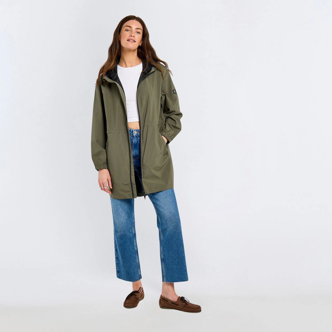 Dubarry Women's Brookside Hooded Rain Mac Coat in Kelp