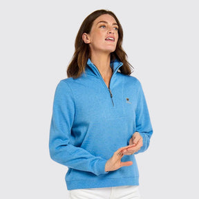 Dubarry Women's Castlemartyr Quarter-zip Jumper in Azure Blue