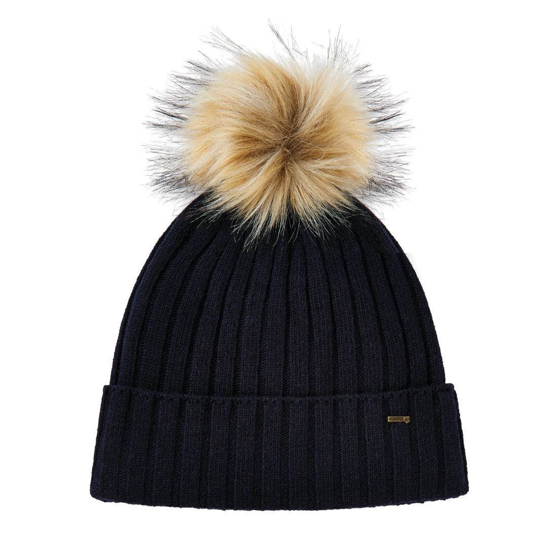 Dubarry Women's Curlew Knitted Beanie in Navy with Bobble