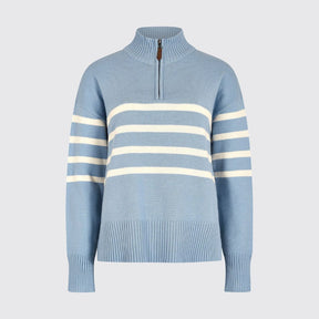 Dubarry Women's Fonthill Zip Neck Jumper in Dusty Blue