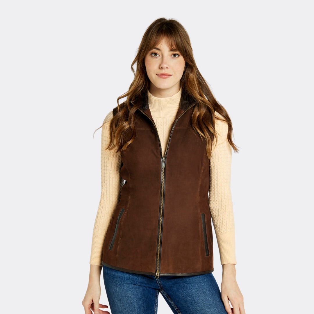 Dubarry Women's Kingston Leather Gilet in Walnut