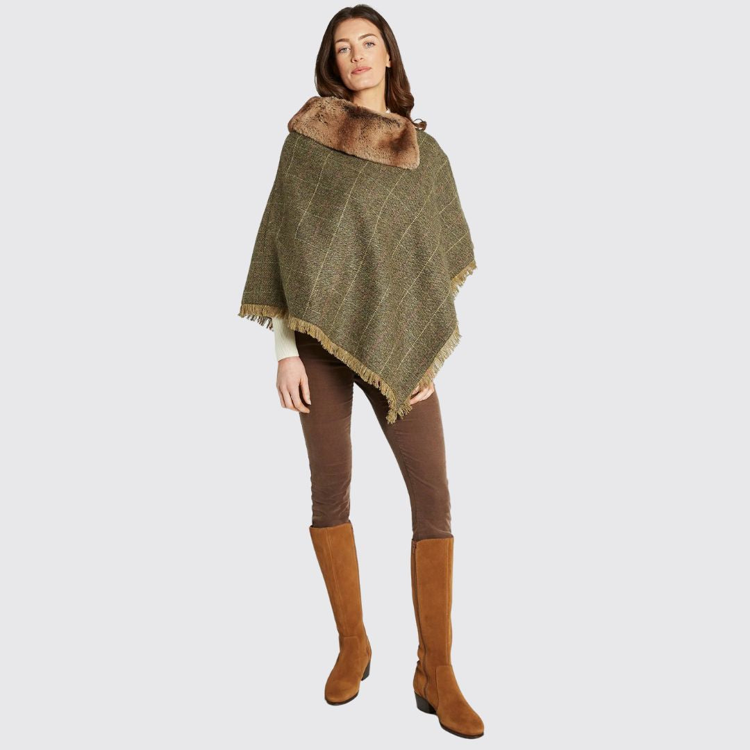 Dubarry Women's Silverfir Tweed Poncho in Thistle