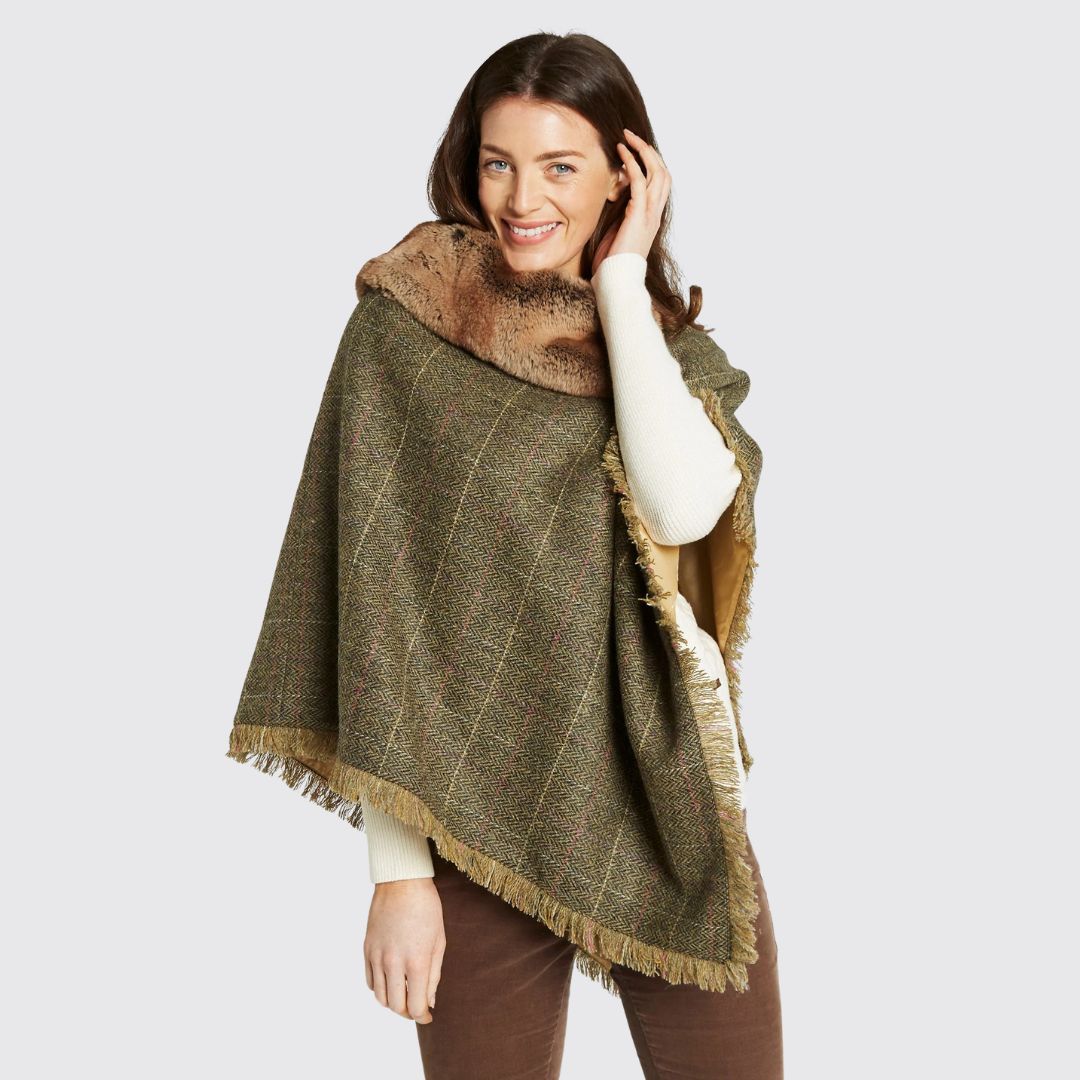 Dubarry Women's Silverfir Tweed Poncho in Thistle