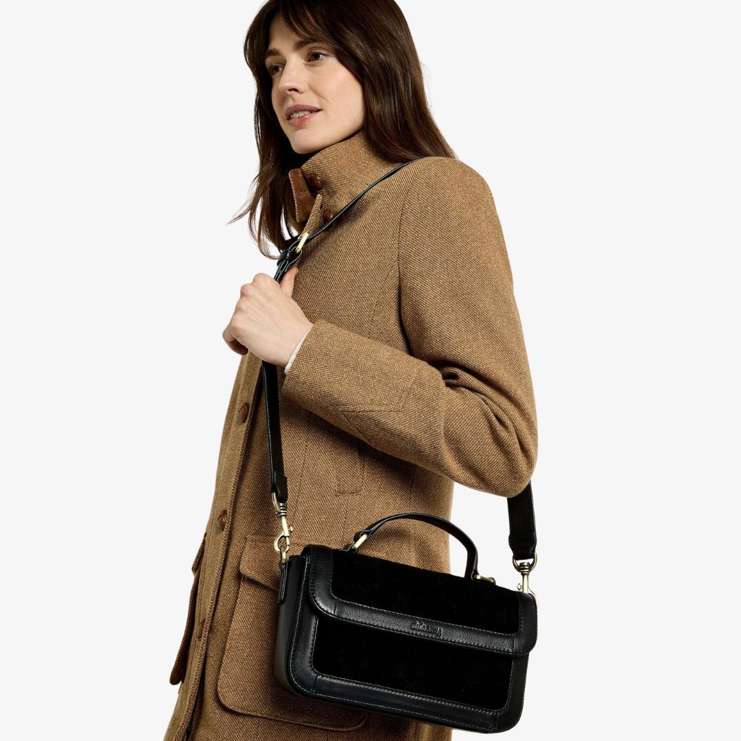 Dubarry Eadestown Structured Suede and Leather Handbag in Black