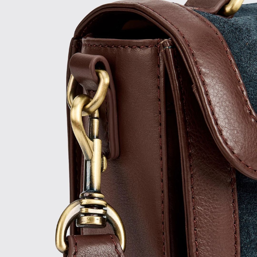 Dubarry Eadestown Structured Suede and Leather Handbag in Navy