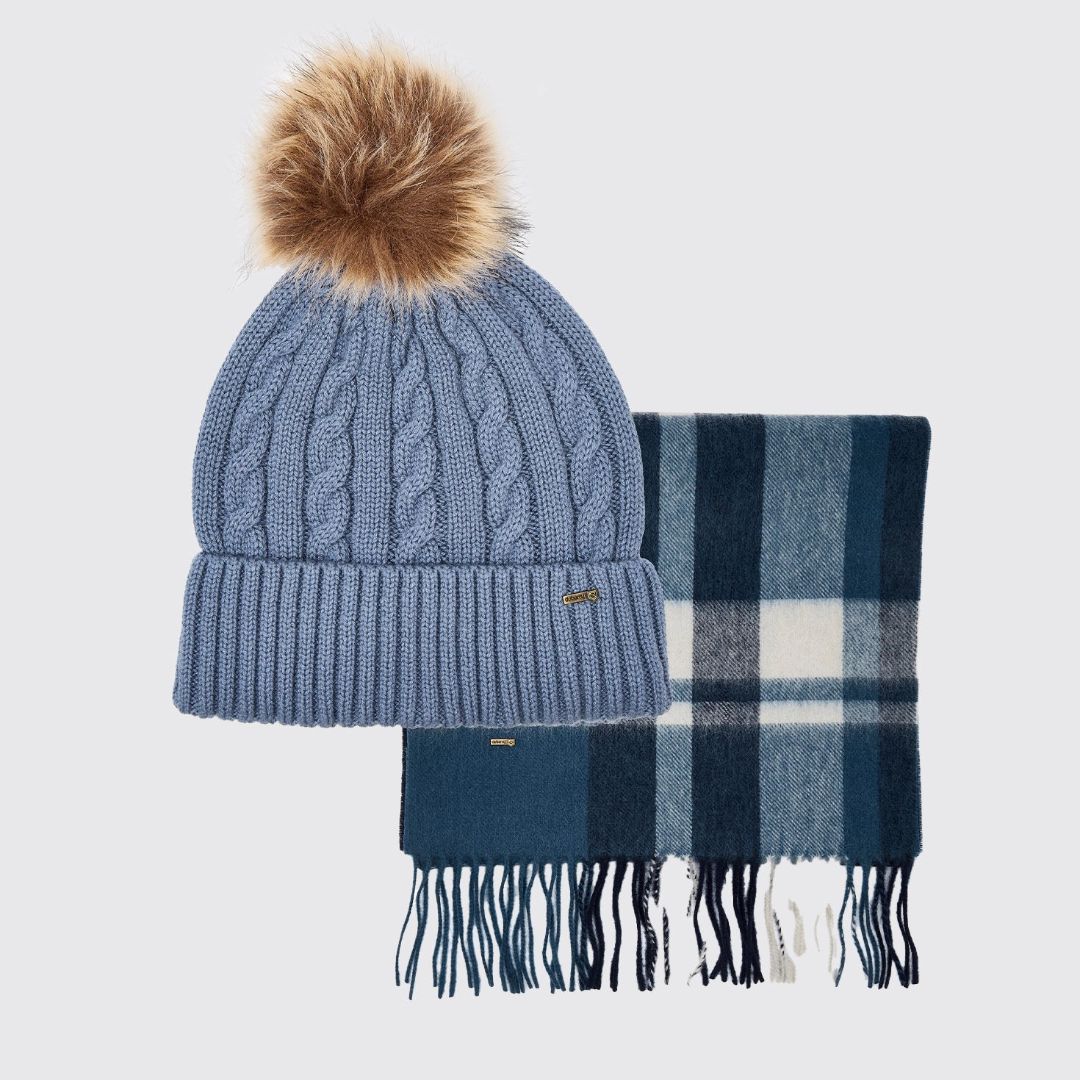 Dubarry Foley Matching Hat and Scarf Gift Set in Indigo
