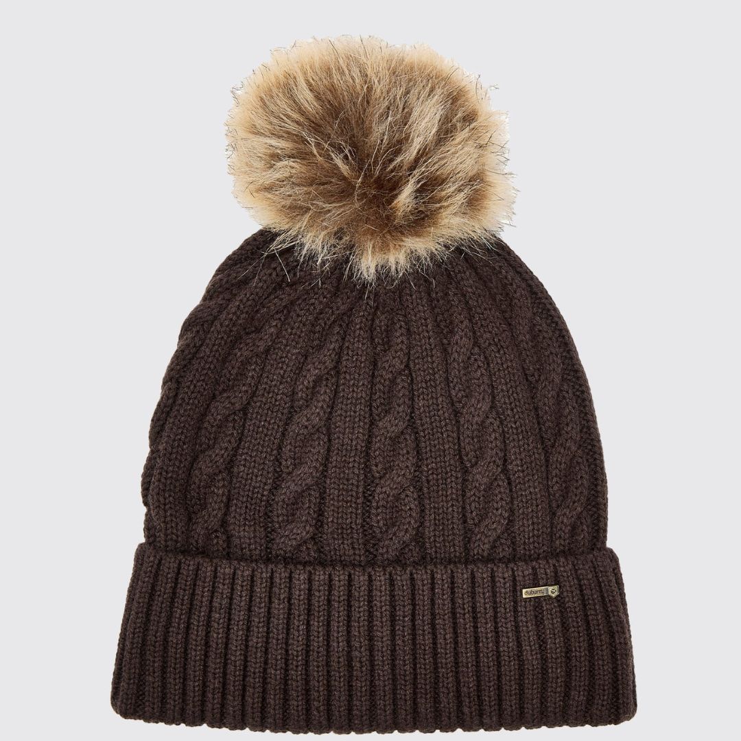 Dubarry Forester Knitted Bobble Hat in Elk
