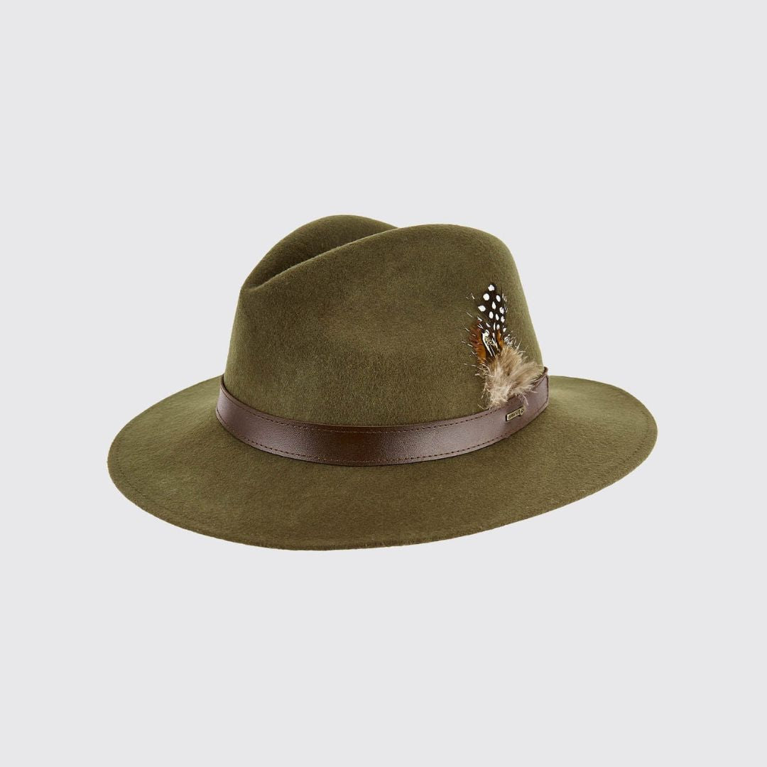 Dubarry Gallagher Felt Fedora Hat in Olive