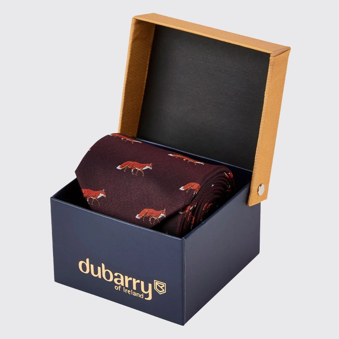 Dubarry Kavanagh Silk Fox Motif Tie in Merlot
