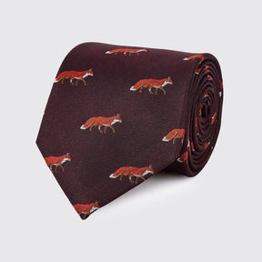 Dubarry Kavanagh Silk Fox Motif Tie in Merlot